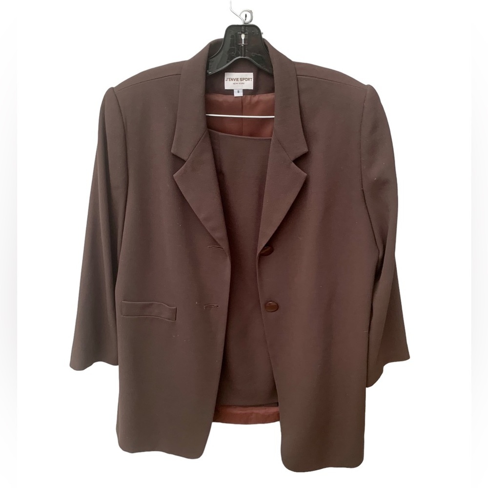 J’envie Sport 2PC New York Brown Wool Business Blazer Size 8